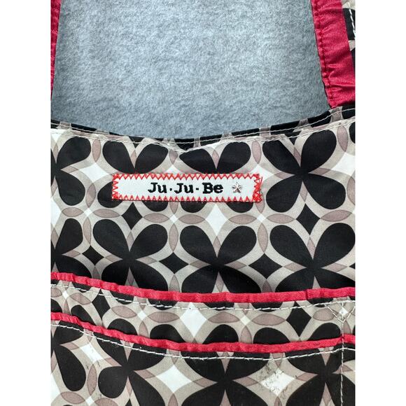 Ju Ju Be Black and Red Tote Diaper Bag Weekender Pockets Large Travel Bag - Picture 2 of 11